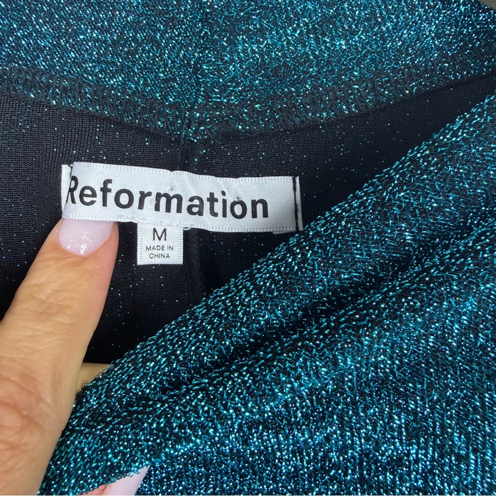 Reformation Women's Sleeveless Blue Alden Sparkle Dress Size Medium - Picture 6 of 8